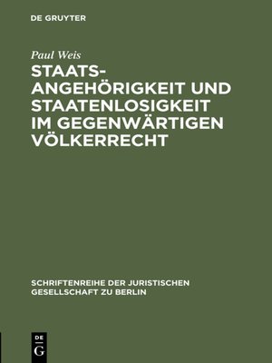 cover image of Staatsangehörigkeit und Staatenlosigkeit im gegenwärtigen Völkerrecht